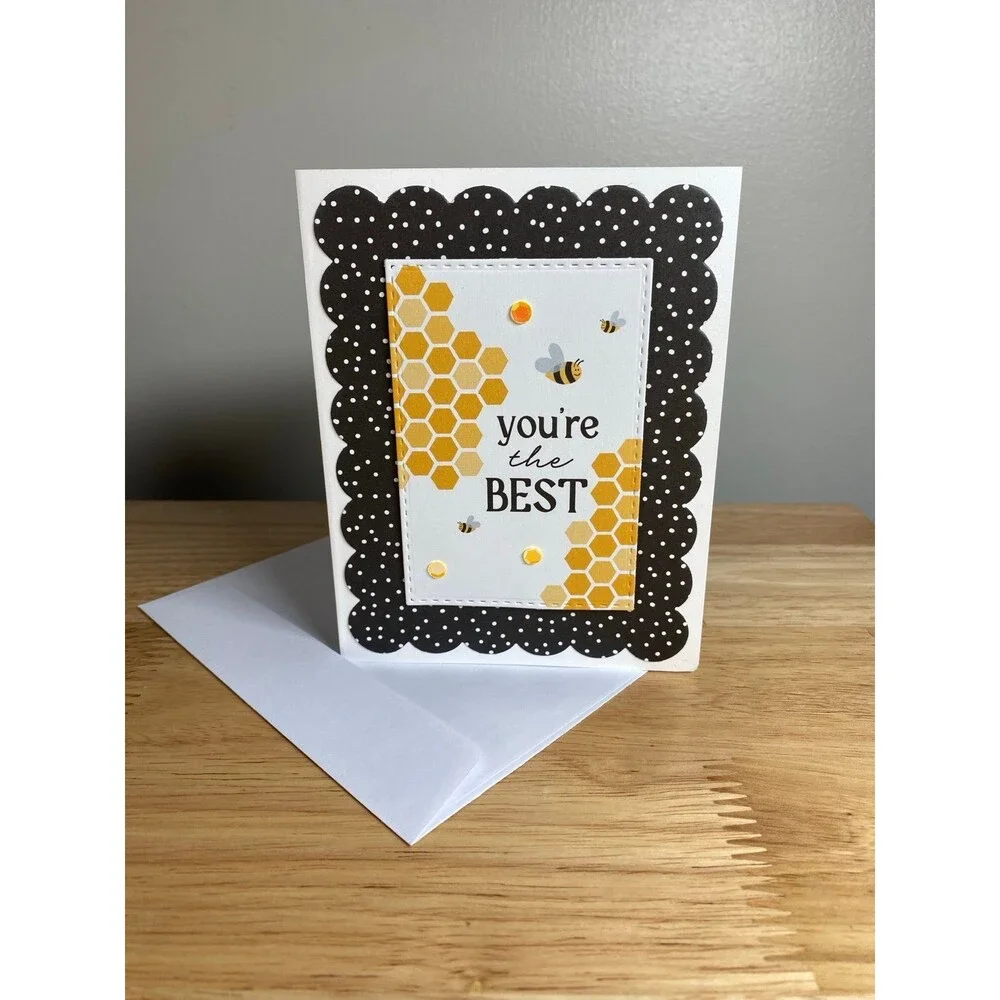 Bee Greeting Card – Handmade A2 Card – All Occasion Blank Card